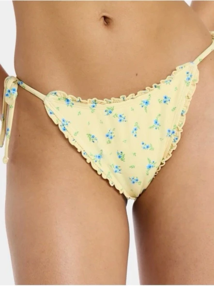 NO BOUNDARIES YELLOW FLORAL TRIANGLE BIKINI, SIZE SMALL - YELLOW New