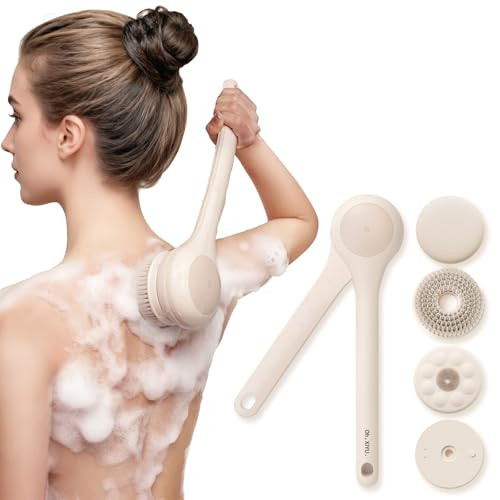 XIYU Electric Body Brush Back Scrubber Shower Waterproof Long Dual Handle - Pink