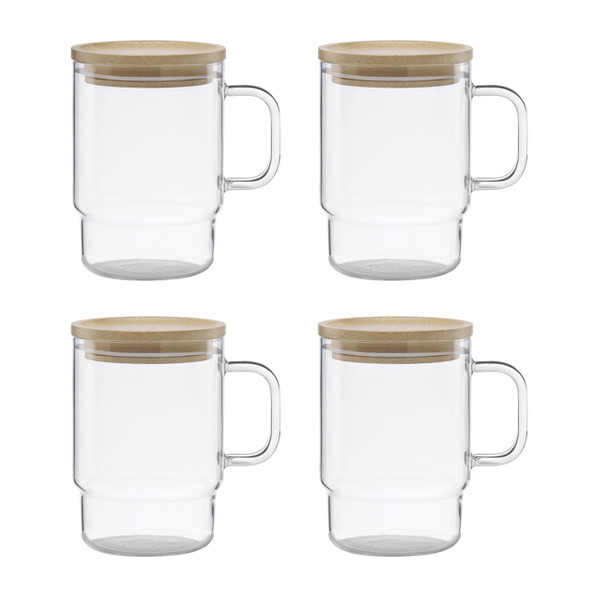 LENOX DRINKWARE TUSCANY CLASSICS HOT BEVERAGE 8 PIECE MUGS - CLEAR/BAMBOO