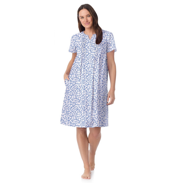 ARIA WOMEN’S SHORT SLEEVE SPLIT NECK HENLEY NIGHTGOWN SIZE: 3X BRIGHT WHITE LEAF New
