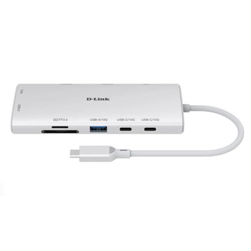 D-Link 10-in-1 USB-C Hub Max 100W Power Delivery Dual 4K HDMI Ports DUP-A01