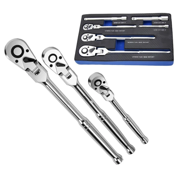 GENERIC 6 PIECE RATCHET WRENCH SET,FLEXIBLE HEAD - STAINLESS STEEL New