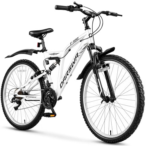 QARSWA 24/26" MOUNTAIN BIKE 21-SPEED SUSPENSION MTB WHEEL ASSEMBLY - WHITE New