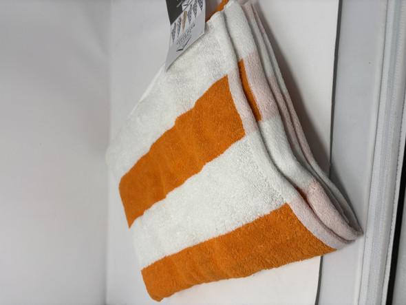 NOBLE HOUSE CABANA BATH TOWEL, 80/20 COTTON, 36X66 - ORANGE WHITE New