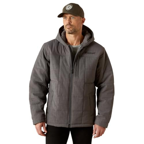 ARIAT CRIUS HOODED INSULATED JACKET - SIZE: MEN XL - GRAY HEATHER