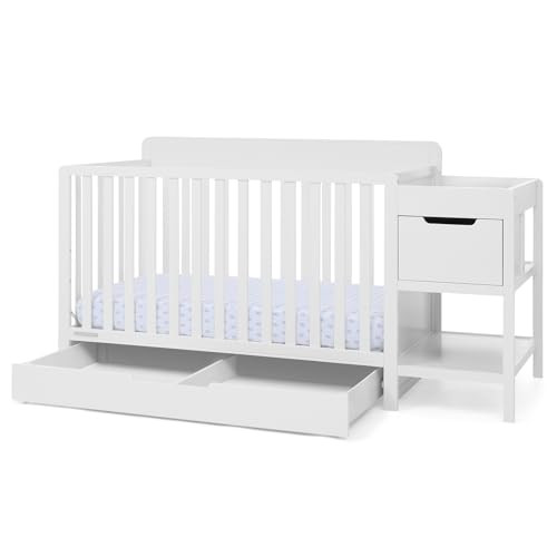 DELTA CHILDREN MAYA 5-IN-1 CONVERTIBLE CRIB AND CHANGER WITH STORAGE GREENGUARD