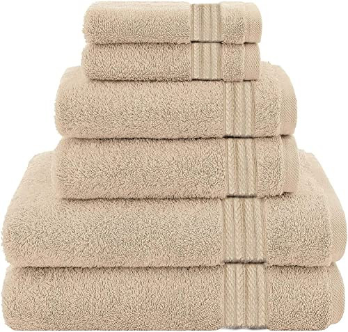 6 Piece Bath Towel Set - Beige New