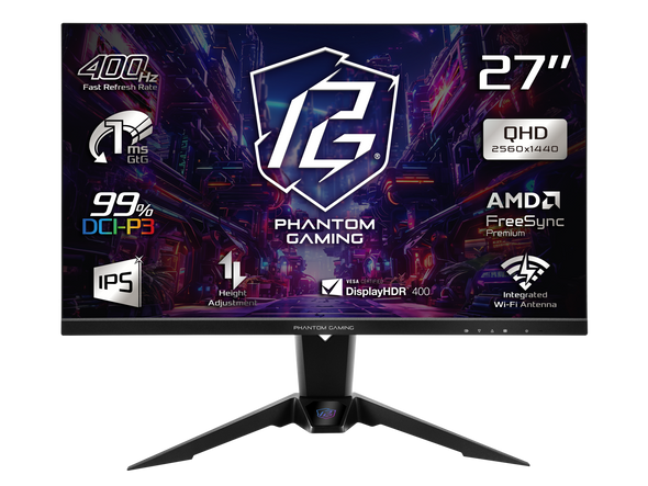 ASRock Phantom Gaming 27 inch QHD 2K 1440P 400Hz IPS AMD FreeSync Premium