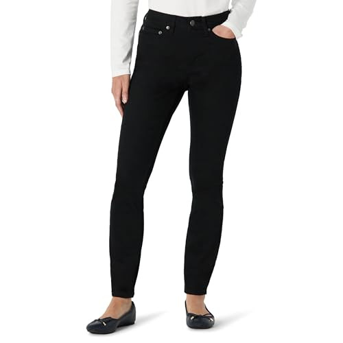 AMAZON ESSENTIALS WOMEN'S HIGH STRETCH MID-RISE ICED BLUE LIGHT WASH JEANS