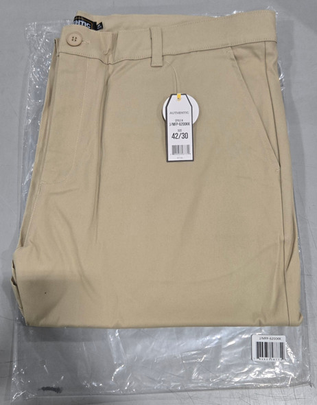 AUTHENTIC STRETCH LASTING FIT & COMFORT PANTS - SIZE: MEN 42X30 - KHAKI
