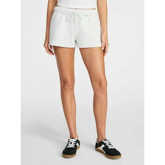 NO BOUNDARIES FOLDOVER SHORTS LACE TRIM - SIZE: M - PLATINUM SILVER HEATHER New