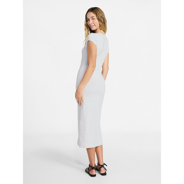 NO BOUNDARIES WOMEN'S MIDI DRESS,CAP SLEEVES, SIZE: XS - PLATINUM SILVER HEATHER New
