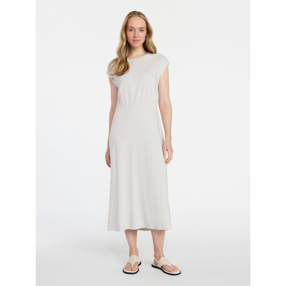 TIME AND TRU WOMEN’S COTTON KNIT MIDI DRESS - SIZE: S - LIGHT OATMEAL HEATHER New