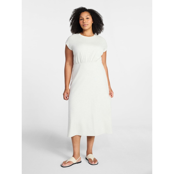 TIME AND TRU WOMEN’S COTTON KNIT MIDI DRESS - SIZE: S - LIGHT OATMEAL HEATHER New