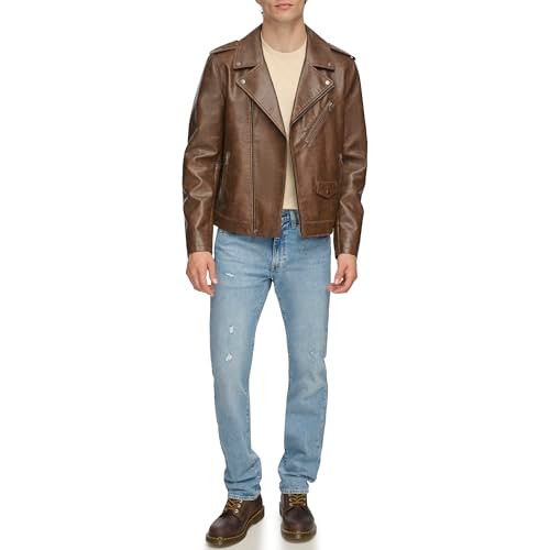 LEVI'S MEN FAUX LEATHER MOTORCYCLE JACKET SIZE MEN XL SADDLE-NEW New