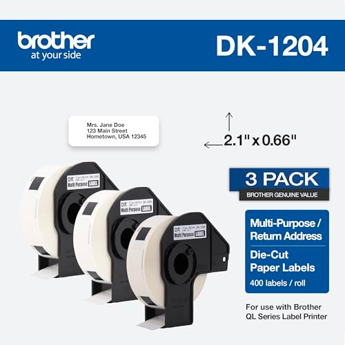 BROTHER GENUINE DK-12043PK MULTIPURPOSE PAPER LABEL ROLL - WHITE New