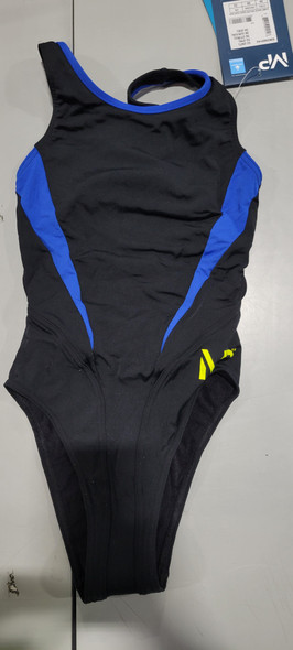MICHAEL PHELPS SPLICE MID BACK SWIMSUIT - SIZE: WOMEN 26 - BLACK/ROYAL BLUE New