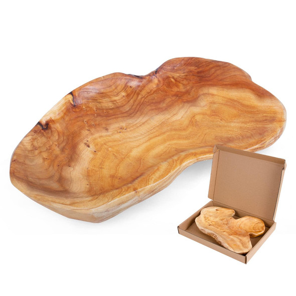 BTEOBFY NATURAL WOOD FRUIT BOWL (11-13 IN) UNIQUE HANDMADE WOOD SERVING PLATTER New