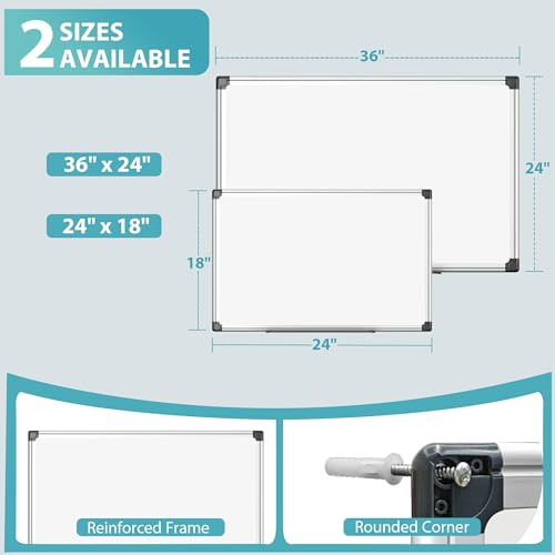 PAPORIA 36" X 24" WHITE BOARD WALL, MAGNETIC, DRY ERASE VS213-2 - WHITE