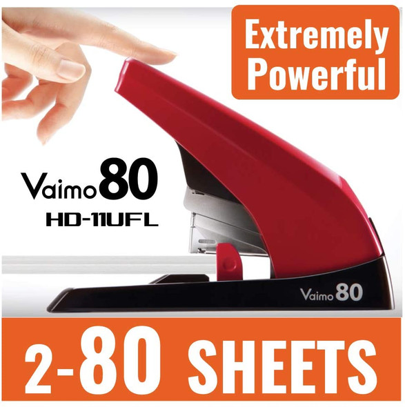 MAX VAIMO 80 STAPLER, 80-SHEET CAPACITY, RED/BROWN - RED/BROWN