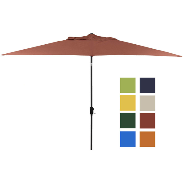 SHADE BASICS 10'X6' RECT CRANK PATIO UMBRELLA (ECO106D709-P40) BRICK RED