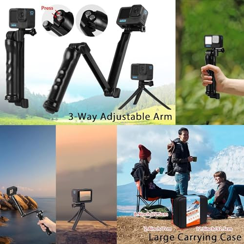 HONGDAK ACTION CAMERA ACCESSORIES KIT GOPRO HERO 12 11 10 9 BLACK - BLACK New
