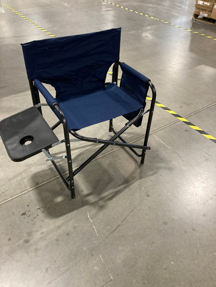 GENERIC TRAPPER'S PEAK FOLDING DIRECTORS CAMPING CHAIR WITH SIDE TABLE - BLUE