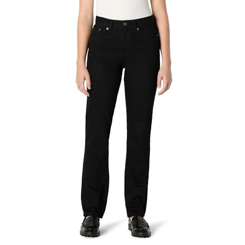 AMAZON ESSENTIALS WOMEN'S HIGH-RISE STRAIGHT LEG JEAN SIZE 12 BLACK New