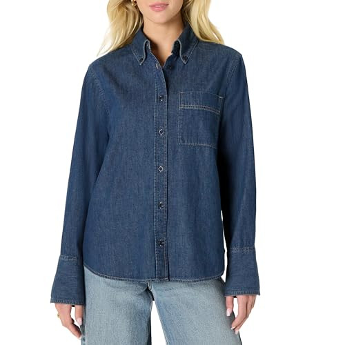 Amazon Essentials Women's Oversized-Fit Denim Button Down Chambray Vintage S New
