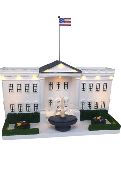 TOP TREASURES NEW TOP TREASURES CHRISTMAS VILLAGE - WHITE HOUSE PRE LIT - WHITE