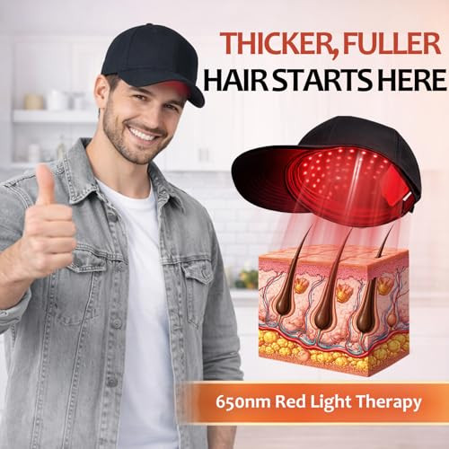 AUARWOOD LLLT LASER HAIR GROWTH CAP, 650nm Red Light Therapy, ONE SIZE - BLACK