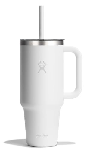 HYDRO FLASK 40 OZ CLEAR LID TUMBLER WITH STRAW HANDLE - INSULATED - WHITE