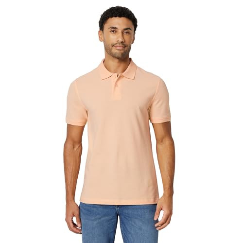 AMAZON ESSENTIALS SLIM-FIT SHORT-SLEEVE COTTON POLO SHIRT MEN M PALE PEACH New
