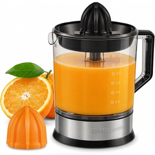 ELITE GOURMET BPA-FREE 40-WATT ELECTRIC CITRUS JUICER ETS740 - Black/Stainless