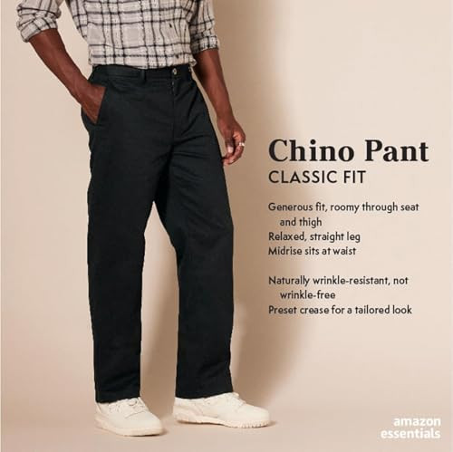 AMAZON ESSENTIALS CLASSIC WRINKLE-RESISTANT FLAT-FRONT CHINO LIGHT GRAY 32X30