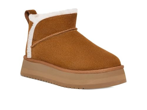 1158590 KOOLABURRA BY UGG WOMEN KOOLA ULTRA MINI PLATFORM ANKLE BOOT CHESTNUT 6 New