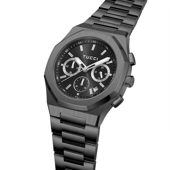 TUCCI ITALY STAINLESS STEEL QUARTZ UNISEX WATCH – MIYOTA MOVEMENT, 5 ATM - BLACK