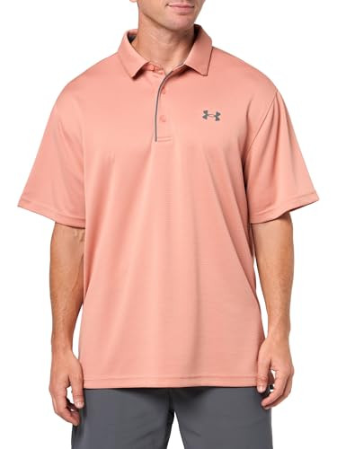 1290140 Under Armor Men's Tech Golf Polo Pink/Gray Size L