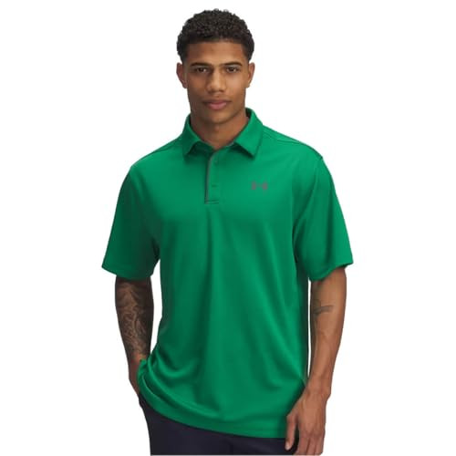 UNDER ARMOUR MEN'S TECH GOLF POLO SIZE LARGE 305 TEAM KELLY GREEN/GRAY New