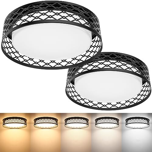 TOBUSA 36W LED Ceiling Lights, Industrial Flush Mount 2 Pack - Black New