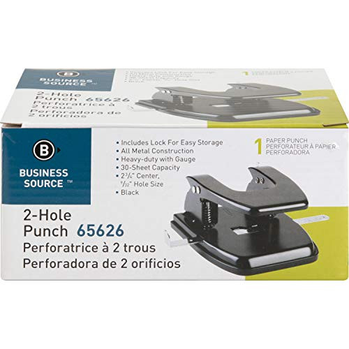 BUSINESS SOURCE HEAVY-DUTY HOLE PUNCH 65626 SMALL 65626-BLACK - BLACK
