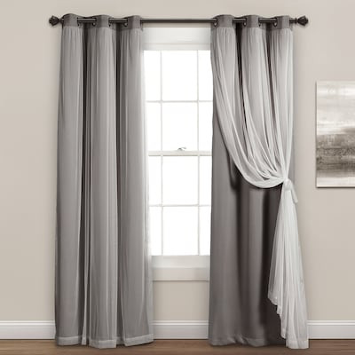 LUSH DECOR GROMMET SHEER WINDOW CURTAIN PANELS 84 L X 38 W SET OF 2 - DARK GRAY