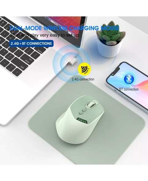 3P EXPERTS 2.4G+BLUETOOTH DUAL-MODE WIRELESS MOUSE - GREEN