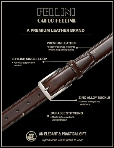 CARLO FELLINI MEN'S DRESS BELT - SIZE: MEN 34/36 - MAHOGANY New