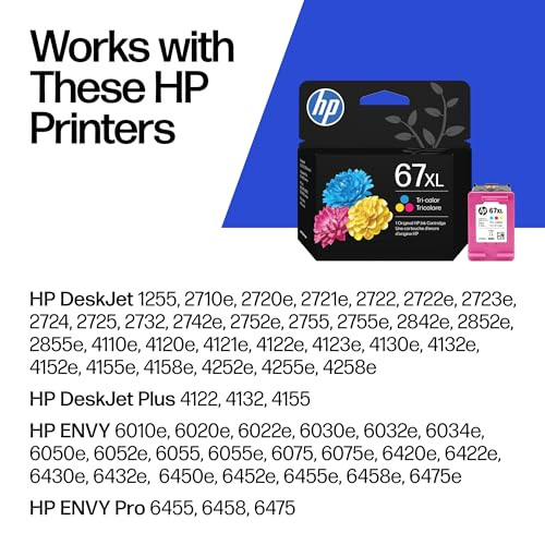 HP 67XL Tri-Color High-Yield Ink Cartridge Works DeskJet, Envy, 3YM58AN