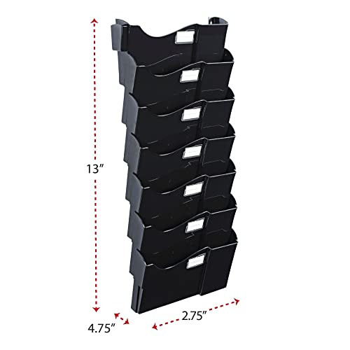 UNIVERSAL GRANDE CENTRAL FILING SYSTEM SEVEN POCKET WALL MOUNT PLASTIC - BLACK