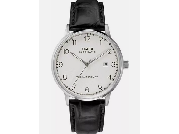 TIMEX AUTOMATIC MEN'S LEATHER WATCH - BLACK