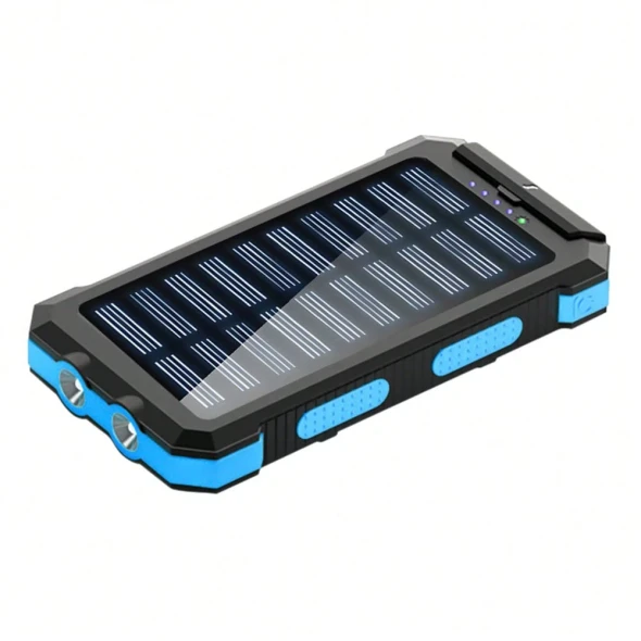 WINSWAY PORTABLE SOLAR PANEL POWER BANK, 10000MAH - BLUE/BLACK New