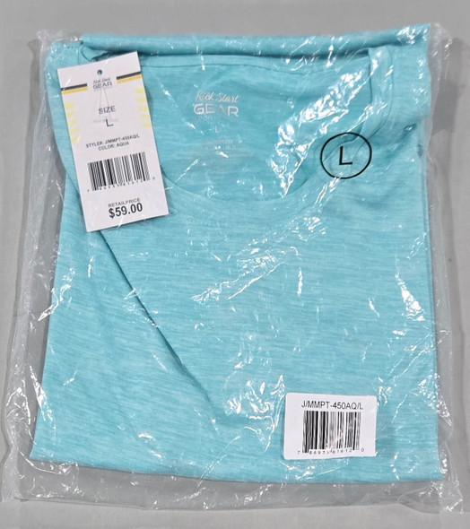 GALAXY BY HARVIC KICK START GEAR MEN'S SHORT SLEEVE CREW NECK TEE - L - AQUA