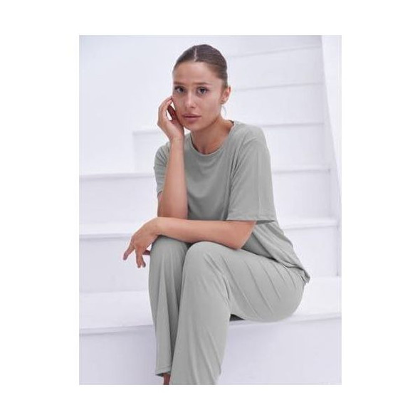 TALMONT SILKY‑SOFT 2‑PIECE LOUNGE SET SUPER COMFY SIZE: WOMEN 2XL - GRAY New